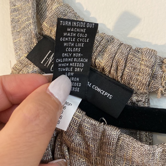 INC International Concepts Gold Metallic Halter Top Sleeveless | Size PS - Picture 8 of 9